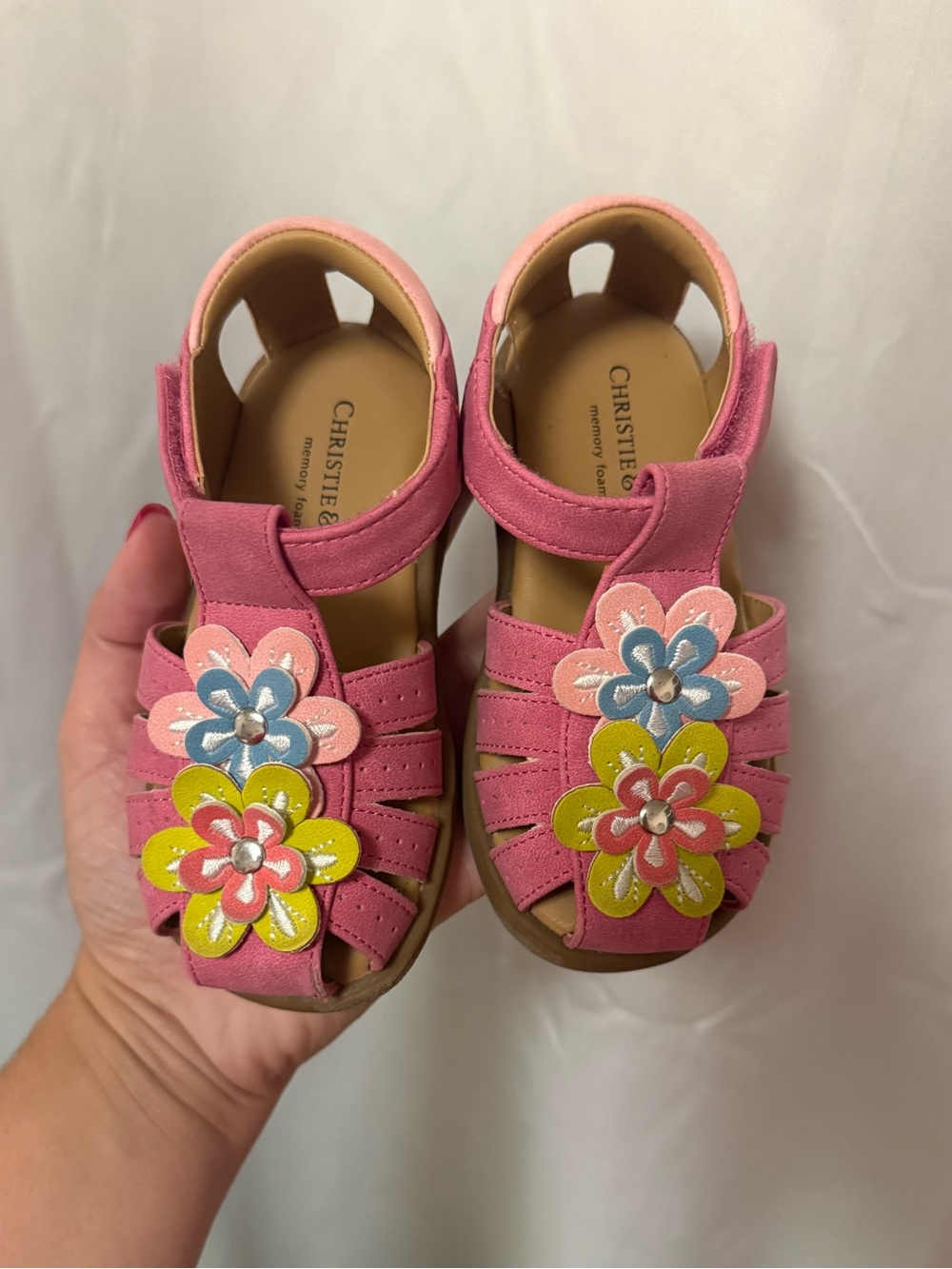 Christie & Co. Pink Floral Girls' Sandals with Velcro Strap